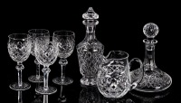 Waterford Crystal Barware Including Two Decanters, a Pitcher and Four Goblets