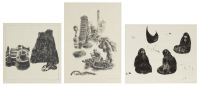 Louis Lozowick. Three Lithographs: "Warsaw Market", "Fisherman Widows" and "Dubrovnik" Limited Edition Signed and Number