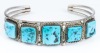 Appealing Petite Turquoise Bracelet with 5 Square Cut Nevada Turquoise