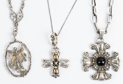 Three Excellent Sterling Silver Pendants of Faith with Sterling Silver Chains