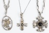 Three Excellent Sterling Silver Pendants of Faith with Sterling Silver Chains