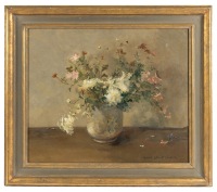 Maxwell Stewart Simpson. "Chrysanthemums" Oil on Panel