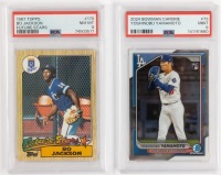 Two Baseball Cards: 1987 Bo Jackson and 2024 Yoshinobu Yamamoto