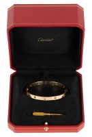 Ladies Cartier 18K Yellow Gold Love Bracelet with 10 Semi-Precious Gem Stones Boasting Brilliant Colors