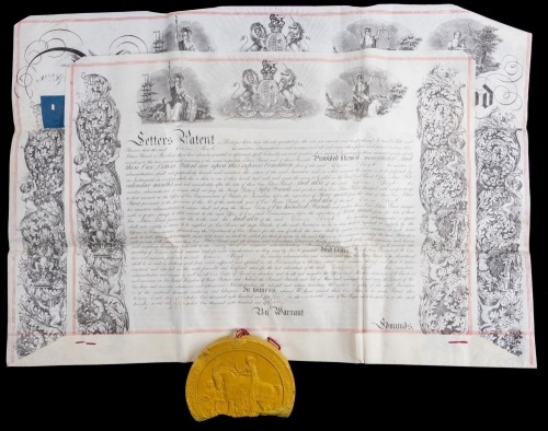 William Smith C.E. Patent Office Document Signed 1855 with Partial Seal during Queen Victoria's Reign