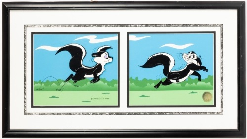 Pep&Atilde;&copy; Le Pew and Penelope "Le Pursuit" Limited Edition Paired Cels Hand Painted. COA Included