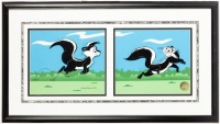 Pep&Atilde;&copy; Le Pew and Penelope "Le Pursuit" Limited Edition Paired Cels Hand Painted. COA Included