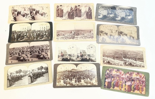 Twelve Exceptionally Rare Stereoscopic Cards of Jerusalem, the Warsaw Ghetto, Russia Late 1800s-Early 1900s. Most with N