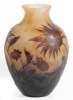 Stunning Daum Nancy Large "Boul"-Shaped Glass Vase with Croix de Lorrain in Cameo. Dahlia Pattern ca. 1914-1915