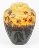 Important, Large Daum Nancy Vase in 3 Layers Acid Etched and Handpainted Flowers