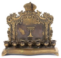 Heavy Antique Menorah in Solid Brass likely from Poland