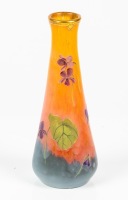 Daum Nancy Cameo and Acid Etched Vase with Violets and Green Leaves. 1895 -1910