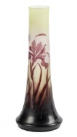 Very Impressive Tall Vase by Gall&Atilde;&copy;. Three Layers Cameo Carved Glass, Purple Irises