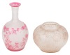 Two Lovely Vases: Val St. Lambert French Cameo Glass and Mold Shaped French Glass in Shades of Pink by Hunnebelle