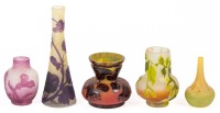 Medley of Cameo Glass Vases by French Artists Gall&Atilde;&copy;, Baccarat, Le Verre and Bar