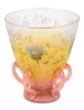 Important Daum Art Noveau Cameo and Enameled Glass Vase with Applied Pink Glass Handles