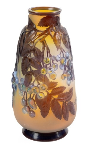 Premiere Art Nouveau, &Atilde;&permil;mile Gall&Atilde;&copy;, Mold Blown (Souffl&Atilde;&copy;) Cameo Glass Vase of Exceptional Quality