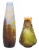 Two Visually Beautiful Gall&Atilde;&copy; Landscape Vases with Three Layers of Glass in Sunset Colors