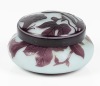 Adelatte (Andr&Atilde;&copy; Delatte) Nancy, Very Fine Cameo Glass Powder Jar in Deep Purple Acid Etched Morning Glories