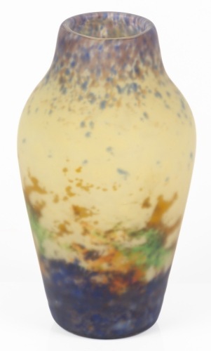 Mueller Fr&Atilde;&copy;res Luneville Multi-Color Vase Achieved by Splatter Glass in the Mold Process.