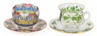 Exquisite Examples of Enamel on Glass: Two (2) Gall&Atilde;&copy; Demitasse Cups and Saucers Both Pieces Signed