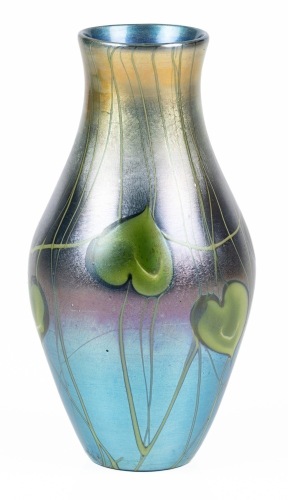 Tiffany Favrile Iridescent Blue Hearts and Vines