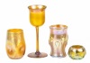 Tiffany Favrile Iridescent Gold Glass: Cordial, Salt Cellar, Dimpled Glass and Lilypad Glass