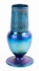 Tiffany Blue Favrile Pedestal Vase with a Reverse Chevron Design