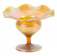 Tiffany Iridescent Gold Favrile Pedestal Bowl/Vase