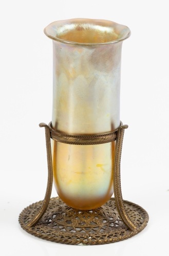 Tiffany Favrile Bud Vase Insert and Base