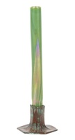 Tiffany Studios New York, Bronze Patinated Base with Favrile Cylindrical Vase