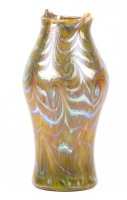 Tiffany Favrile, Large "Damascene" Design, Green, Gold and Blue Iridescent Vase, Rare