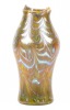 Tiffany Favrile, Large "Damascene" Design, Green, Gold and Blue Iridescent Vase, Rare