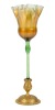 Tiffany Studios Early Floriform Vase in Favrile Glass with a Gilt Gold Bronze Base