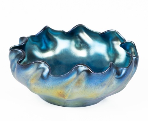 Tiffany Blue Iridescent Favrile Glass, Master Salt Cellar