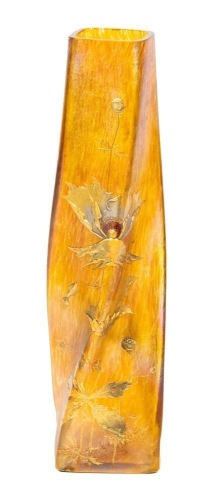 Wilhelm Kralik and S&Atilde;&para;hn Heavily Painted Orange Gold Iridescence with Outstanding Gilt Enameling.