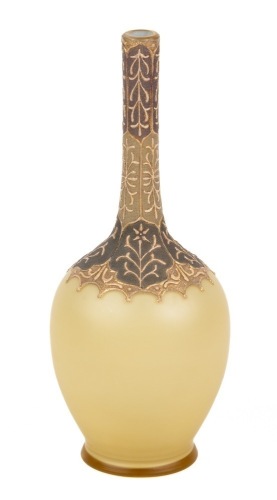 Wilhelm Kralik and S&Atilde;&para;hn Glass Vase with Elaborate Enameling Down the Neck and Shoulders