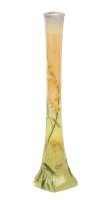 Legras Tall Vase Pate de Verre with Acid Etched Flowers in Hand Painted Enamel
