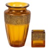 Two (2) Outstanding Antique Moser Bohemian Amber Glass Vase &acirc;&euro;&ldquo; Gilded Classical Friezes