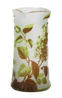 Kralik Bohemian Cameo Glass Having Three Layers Acid Etched to Create Lilac Blossoms and Leaves