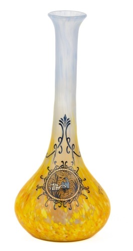 Legras from Saint-Denis, France Blown Vase with Hand Painted Enamel Decorations ca. 1890's