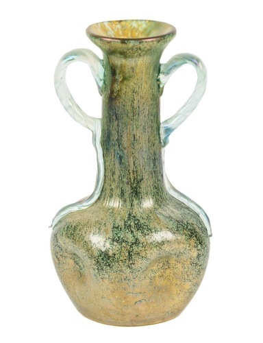 Loetz Two -Handled Iridescent Streaked Vase Of Superior Quality
