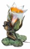 Gustav Gurschner, Austrian Sculptor, Magnificent Water Lily & Nymph Night Light, Signed