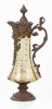 Amber Blown Glass Claret with Elaborate Figural Brass Details and Enamel