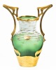 Loetz Art Nouveau Metal Overlay Art Glass Vase, "Sun and Sky" with a Brass Overlay Etched with a Seascape Motif