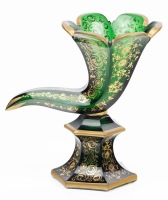 Elaborate Gilt and Green Glass Cornucopia, A Perfect Example of Bohemian Glass (Czech Republic)