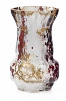 Ernest Baptiste Leveill&Atilde;&copy;, Large, 19the Century Vase in Clear Glass with Splattered White, Russett and Burgundy Colored G