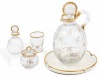 Daum Nancy Antique Crystal Dresser Set, Stoppered Water Pitcher with Etched Thistle Designs, Glass, Tray and 2 Stoppered
