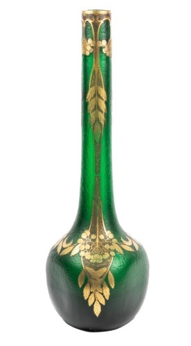 Monumental Legras Montjoye Verrerie Saint Denis, Mont Joy Art Nouveau Lobby Vase 25.5" Tall