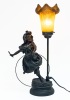 Louis Auguste Moreau, French Art Nouveau Lamp of Girl Hoop Rolling with Trefoil Lip